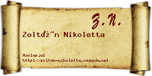 Zoltán Nikoletta névjegykártya